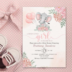 A Sweet Little Girl is on her Way Baby shower Invitation