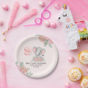 A Sweet Little Girl is on her Way Baby shower Paper Plate