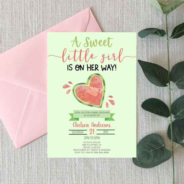 A Sweet Little Girl Watermelon Baby Shower Invitation (Creator Uploaded)