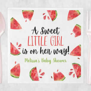 A Sweet Little Girl Watermelon Baby Shower Napkin