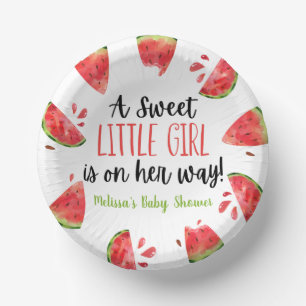 A Sweet Little Girl Watermelon Baby Shower Paper Plate