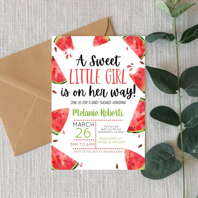 A Sweet Little Girl Watermelon Themed Invitation  (Creator Uploaded)