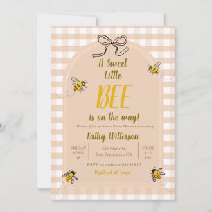 A Sweet little Honey Bee Gingham Baby Shower Invitation