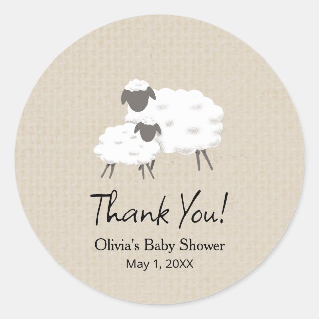 A Sweet Little Lamb Baby Shower Favour Sticker (Front)
