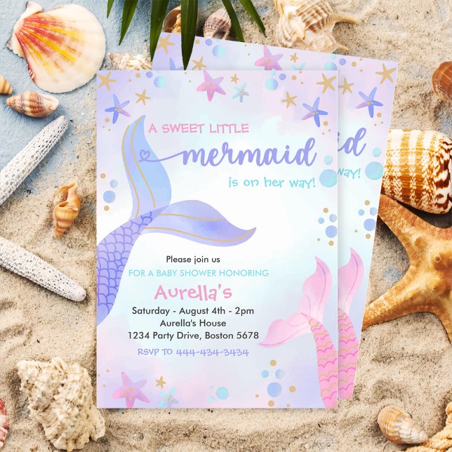 A Sweet Little Mermaid Baby Shower Party Invitation (Creator Uploaded)