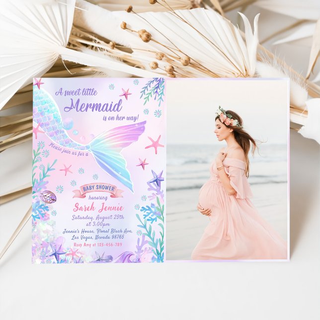 A Sweet Little Mermaid Baby Shower Party Photo Invitation (Creator Uploaded)