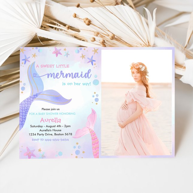A Sweet Little Mermaid Baby Shower Photo Invitation (Creator Uploaded)