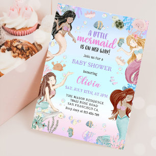 A Sweet Little Mermaid Girl Baby Shower Party  Invitation