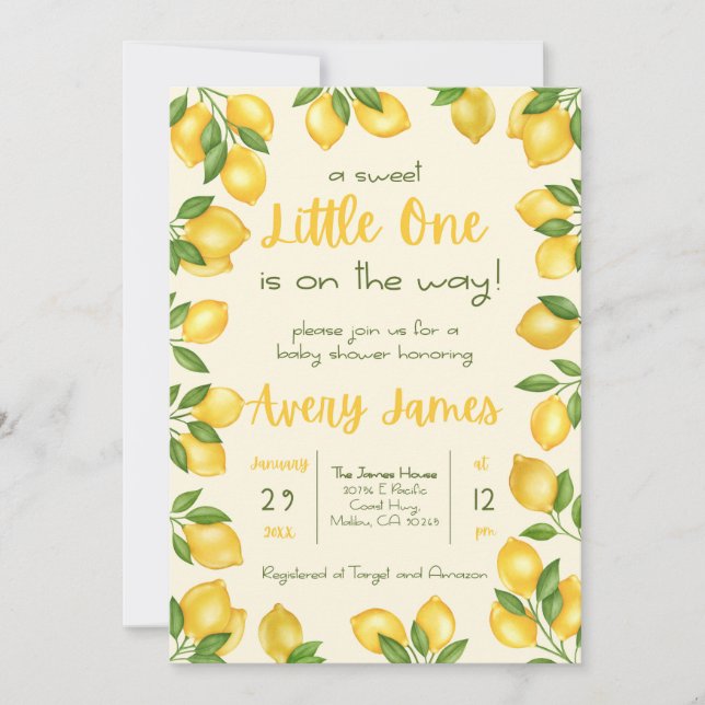 A Sweet Little One Baby Shower Invitation (Front)