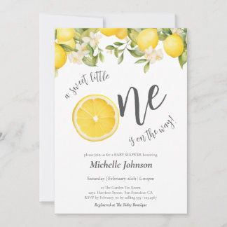 A Sweet Little One Citrus Lemon Baby Shower Invitation