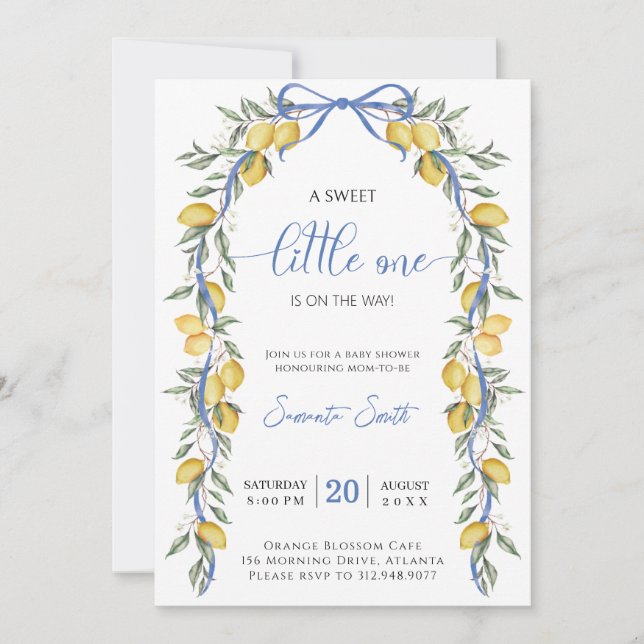 A sweet little one lemon  Baby Shower Invitation (Front)