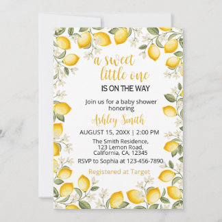 A Sweet Little One Lemon Baby Shower Invitation