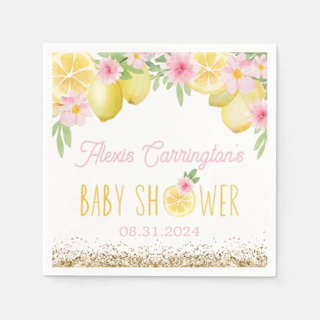 A Sweet Little One Lemon Baby Shower Napkin (Front)