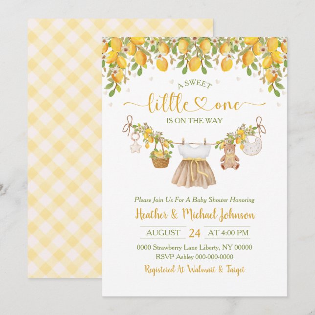 A Sweet Little One Lemon Citrus Baby Shower Invitation (Front/Back)