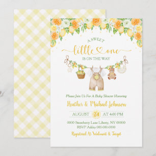 A Sweet Little One Lemon Citrus Floral Baby Shower Invitation