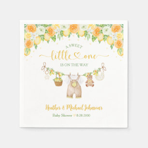 A Sweet Little One Lemon Citrus Floral Baby Shower Napkin