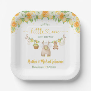 A Sweet Little One Lemon Citrus Floral Baby Shower Paper Plate