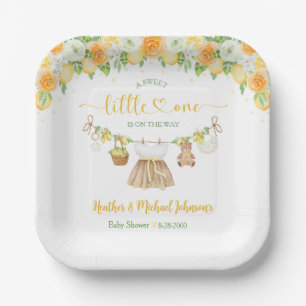A Sweet Little One Lemon Citrus Floral Baby Shower Paper Plate