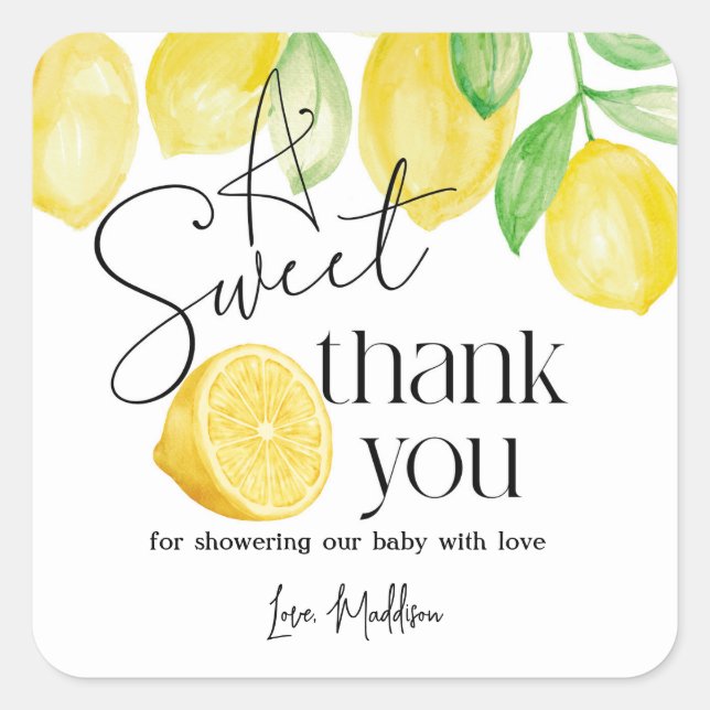 A sweet little one, Lemon theme, Baby shower,  Square Sticker (Front)