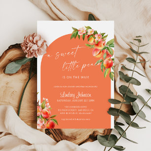 A Sweet Little Peach Baby Shower Bright Arch Invitation