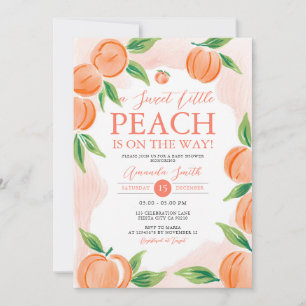 A Sweet Little Peach Baby Shower Greenery Floral Invitation
