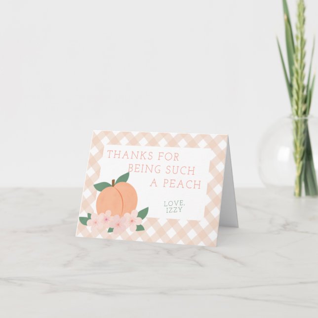 A Sweet Little Peach Baby Shower Thank You Card (Front)