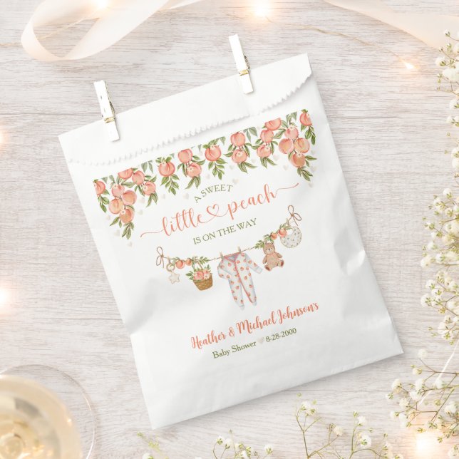 A Sweet Little Peach Clothesline Baby Shower Favour Bags (Clipped)