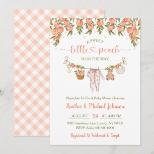 A Sweet Little Peach Clothesline Baby Shower Invitation