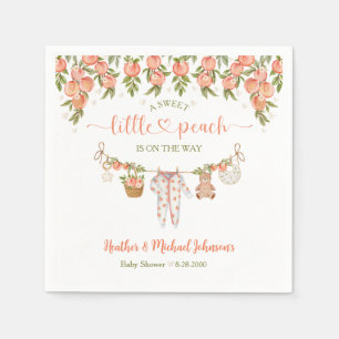A Sweet Little Peach Clothesline Baby Shower Napkin