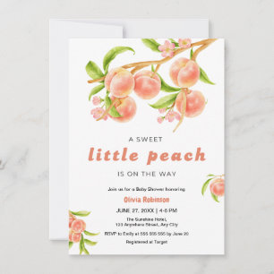 A Sweet Little Peach Fruit Baby Shower  Invitation