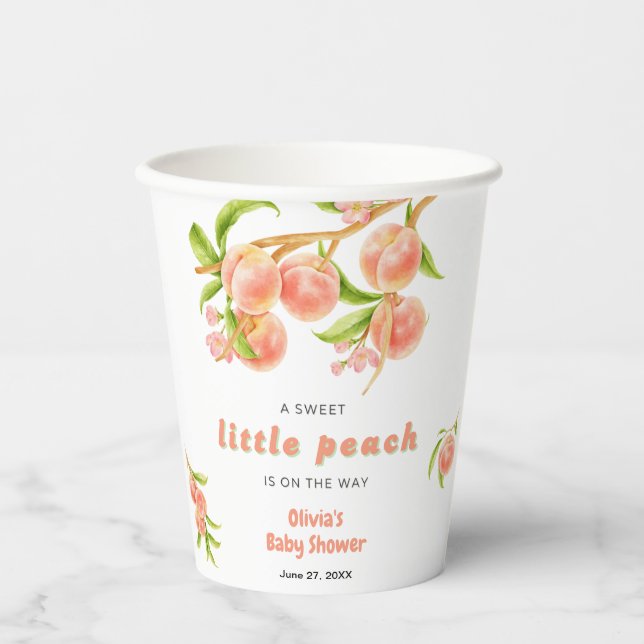 A Sweet Little Peach Fruit Baby Shower  Paper Cups (Front)