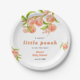 A Sweet Little Peach Fruit Baby Shower  Paper Plate