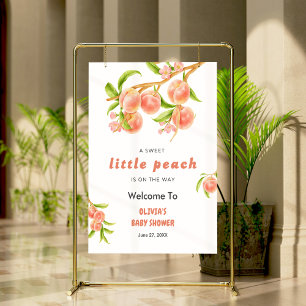 A Sweet Little Peach Fruit Baby Shower Welcome  Poster