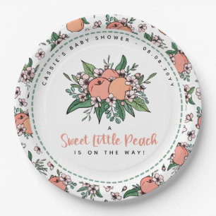 A Sweet Little Peach On the Way Baby Shower  Paper Plate