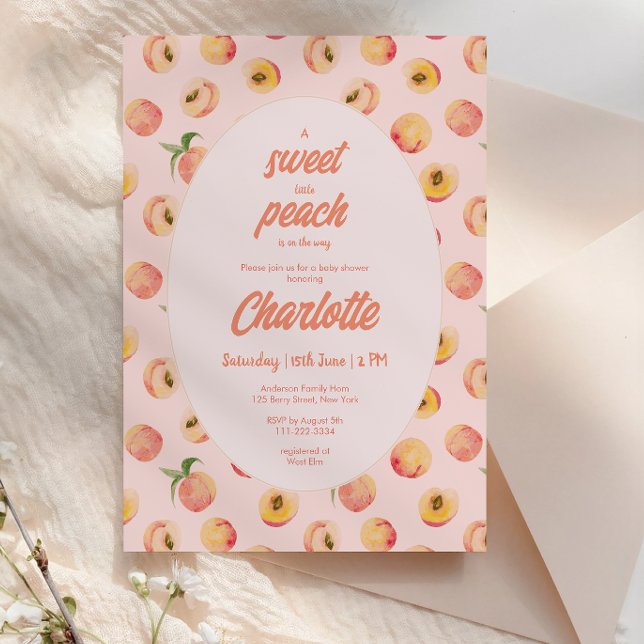 A Sweet Little Peach Pastel Baby Shower Invitation (Creator Uploaded)