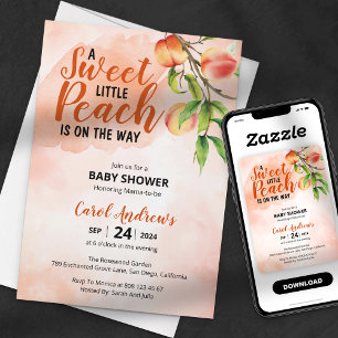 A Sweet Little Peach Watercolor Baby Shower Invitation