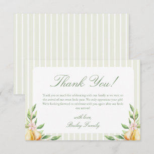 A Sweet Little Pear Baby Shower Pastel Green Thank You Card