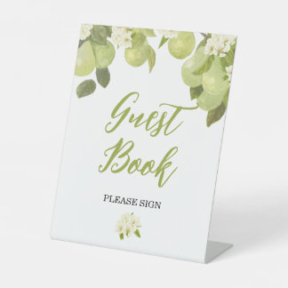 A Sweet Little Pear Guest Book Pedestal Sign