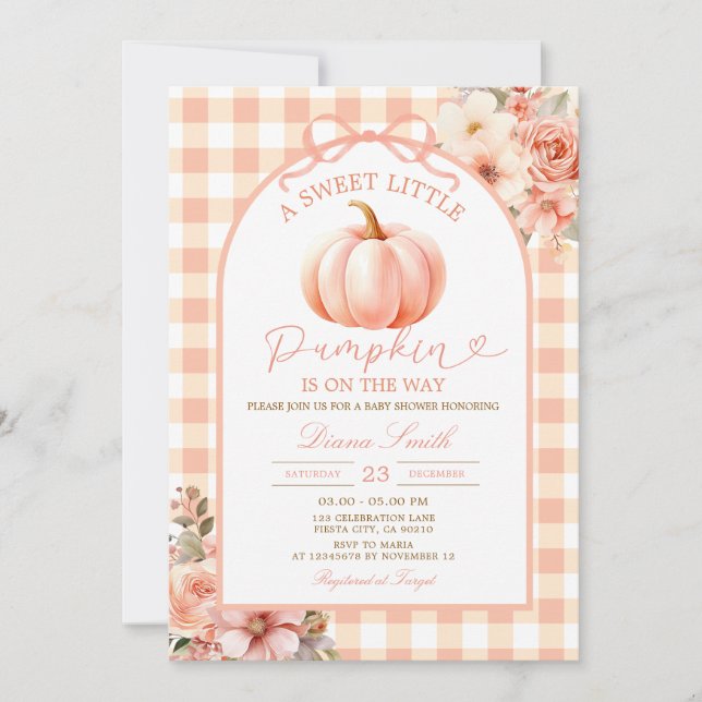 A Sweet Little Pumpkin Baby Shower Fall Autumn Invitation (Front)