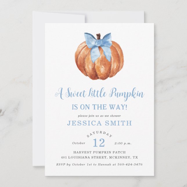 A Sweet Little Pumpkin Baby Shower  Invitation (Front)