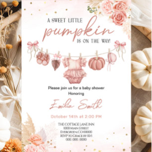 A sweet little pumpkin Clothesline Baby Shower  Invitation