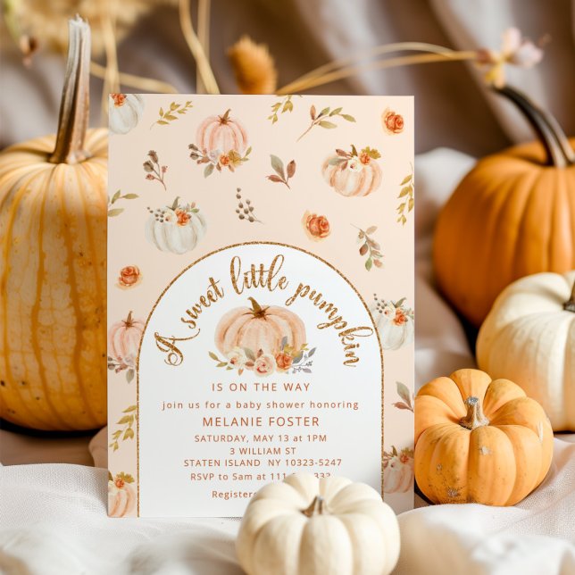 A sweet little pumpkin is on the way baby shower invitation (Creator Uploaded)