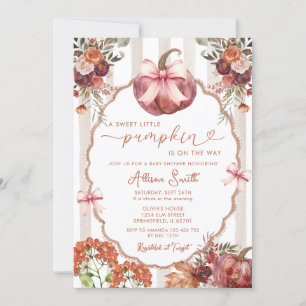 A Sweet Little Pumpkin Marsala Bow Baby Shower Invitation