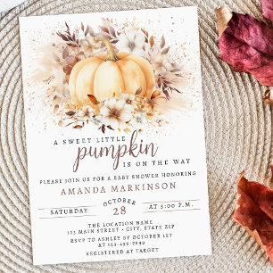 A Sweet Little Pumpkin Neutral Baby Shower Invitation