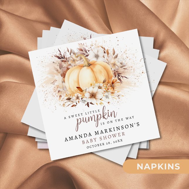 A Sweet Little Pumpkin Neutral Baby Shower Paper Napkin (Creator Uploaded)