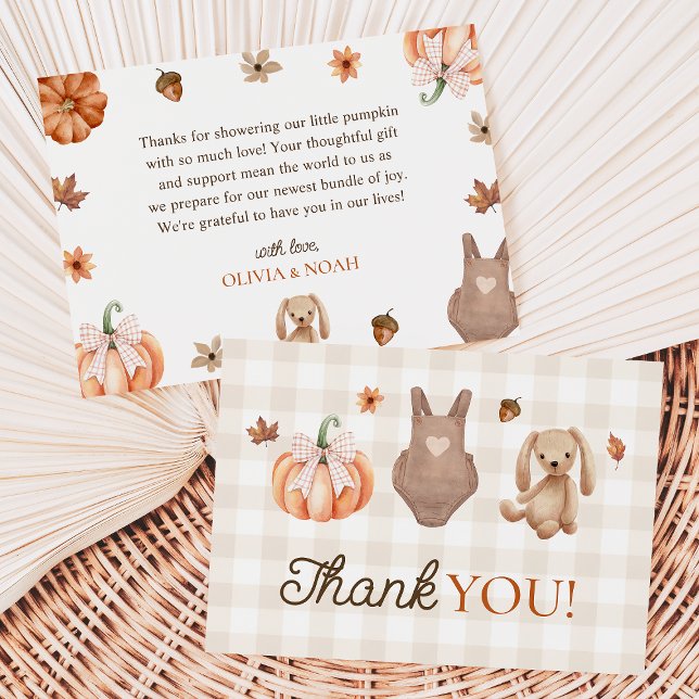 A Sweet Little Pumpkin Neutral Fall Baby Shower Thank You Card (Creator Uploaded)