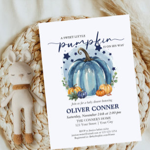 A Sweet Little Pumpkin On The Way Boy Baby Shower Invitation