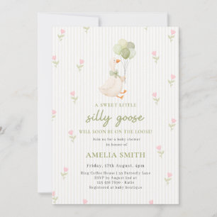 A Sweet Little Silly Goose Balloons Baby Shower Invitation