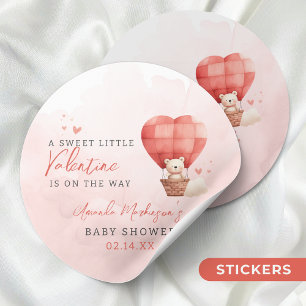 A Sweet Little Valentine is on the Way Baby Shower Classic Round Sticker