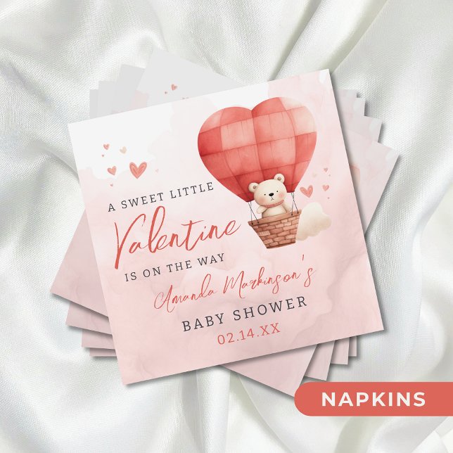 A Sweet Little Valentine is on the Way Baby Shower Napkin (Creator Uploaded)